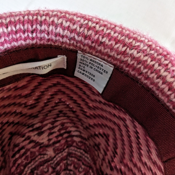 BCBG Generation rosewood angora blend Fedora hat red pink herringbone one size - Picture 12 of 12